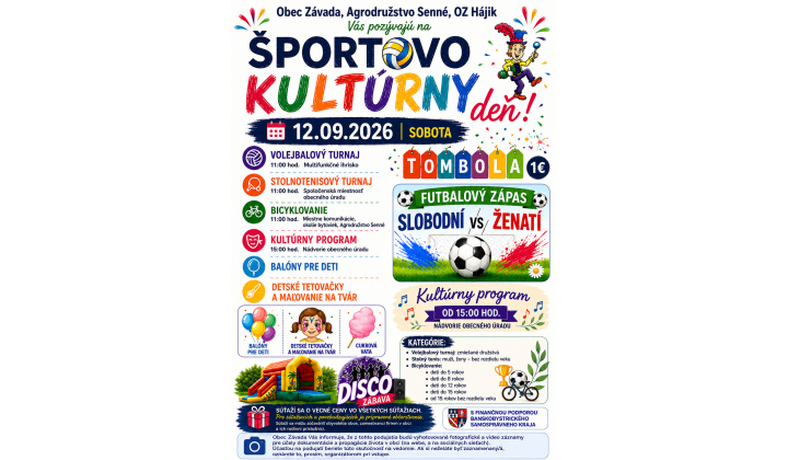 Pozvánka na ŠPORTOVO-KULTÚRNY DEŇ v Závade!