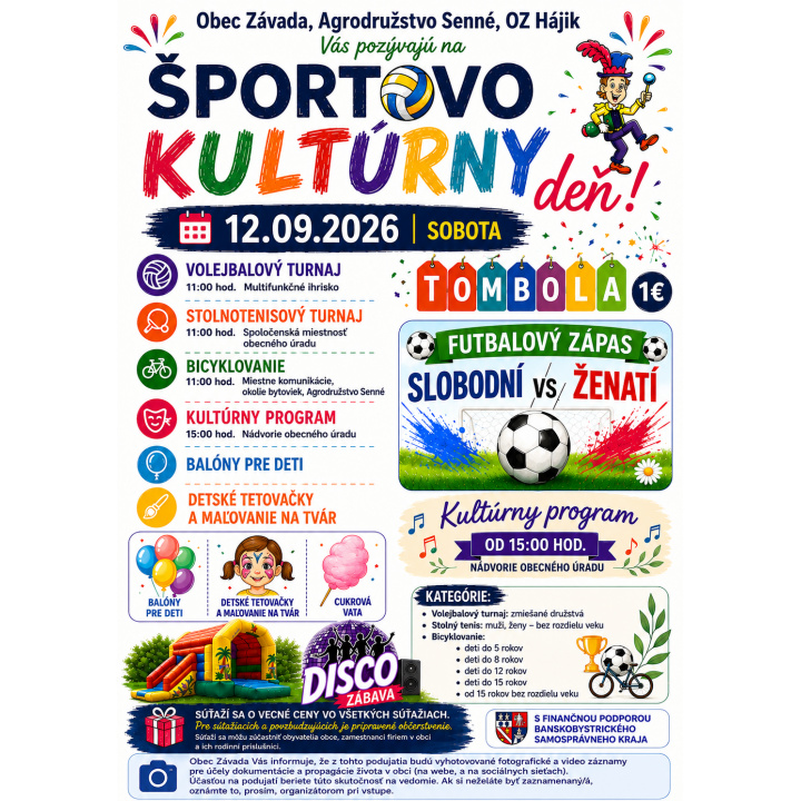 Pozvánka na ŠPORTOVO-KULTÚRNY DEŇ v Závade!